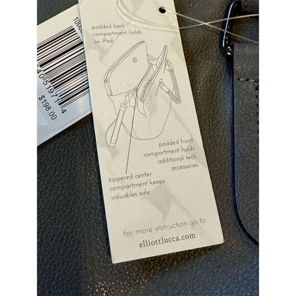 Elliott Lucca Genevieve Satchel Bag Slate Leather Double Zipper Braided Handles - Picture 3 of 16